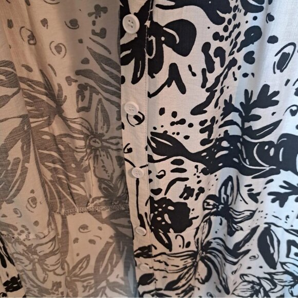 Anthropologie Kindred Womens‎ Plus 3X White/Black Floral Button Up Dress Belth - Picture 8 of 15